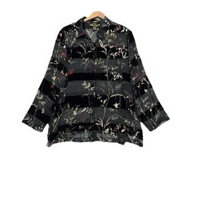 Mirasol Womens Fairy Grunge Whimsigoth Velvet Burnout Top Size 2X Black Sheer